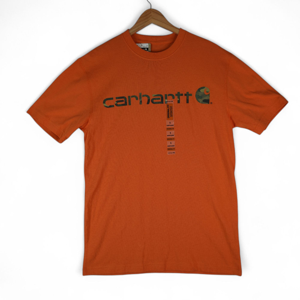 Carhartt T-Shirt Mens Small Original Fit Orange Camo Hunting K195 812‎ Goprcore